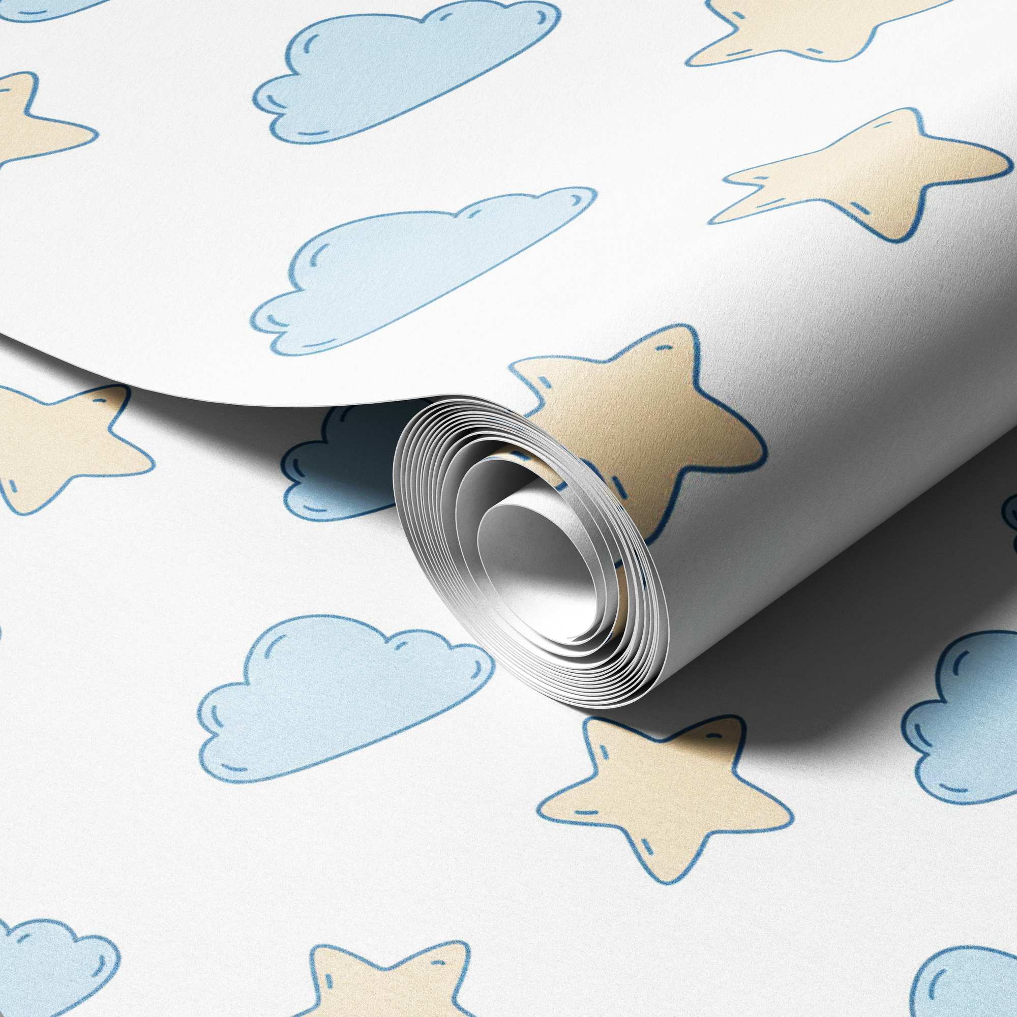 Line Art Stars and Clouds